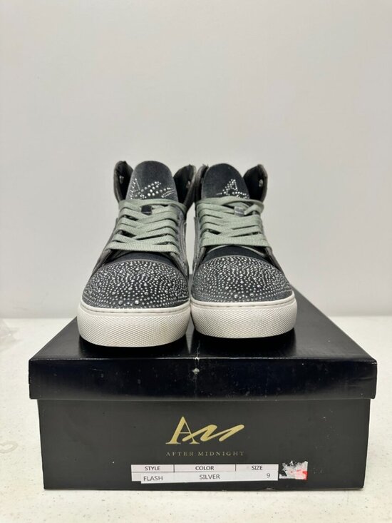 After Midnight Flash Sneakers Men 9 Silver Velvet Rhinestone Studded Bling main image 8